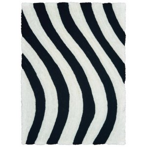 Homeroots.co 369205 22 X 26 Black Polyester Accent Rug