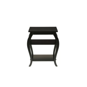 Homeroots.co 286309 Black Solid Wooden 2 Shelves End Table