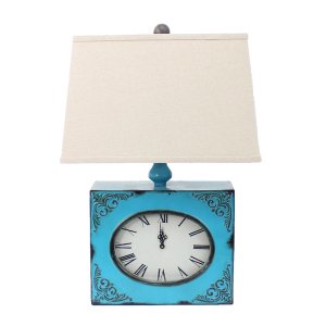 Homeroots.co 274470 7 X 7 X 22 Blue, Vintage, Metal Clock Base - Table