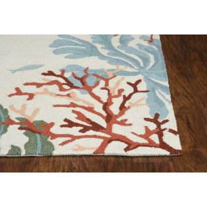 Homeroots.co 375451 2'x3' Ivory Hand Hooked Coastal Indoor Accent Rug