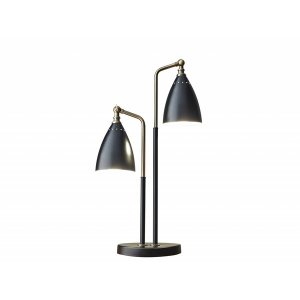 Homeroots.co 372590 Matte Black Metal And Antique Brass Two Light Adju