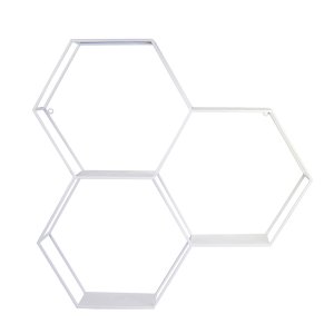 Homeroots.co 376648 Hexagonal Metal Shelf With D-ring