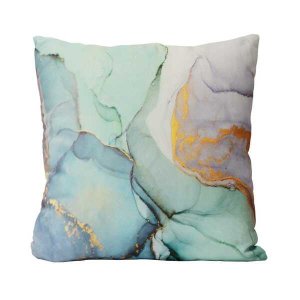 Homeroots.co 373126 Pastel Watercolor Marble Cotton Square Throw Pillo