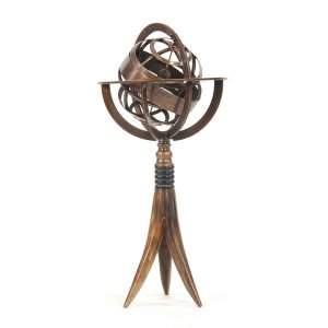 Homeroots.co 364211 5.5 X 5.5 X 12 Brass Armillary On Horn Stand