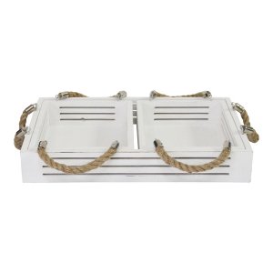 Homeroots.co 373330 S 3 Hampton Nesting Wood With Metal Handles Trays