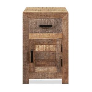 Homeroots.co 379815 Solid Wood Butcher Block Accent Cabinet Or Nightst