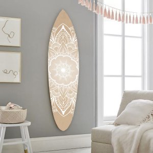 Homeroots.co 370403 18 X 1 X 76 Wood, Tan, Tranquility Surboard Wall A