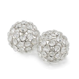 Homeroots.co 373743 3 X 3 X 3 Silver Iron  Cristal Spheres Set Of 2