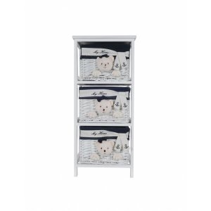 Homeroots.co 364166 12.5 X 16 X 35.5 White, Blue - Portable 3 Drawers