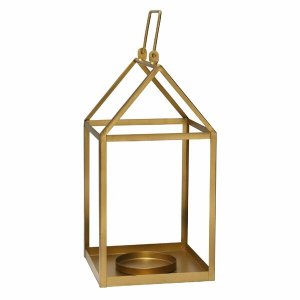 Homeroots.co 373162 Golden Open Metal Lantern