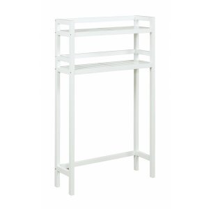 Homeroots.co 380017 48 White Finish 2 Tier Solid Wood Over Toilet Orga