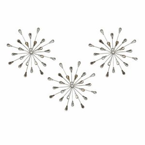 Homeroots.co 321088 Acrylic Burst Silver Metal Wall Decor