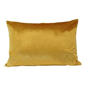 Homeroots.co 373372 Gold Velvet Rectangular Lumbar Pillow