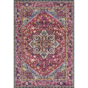 Homeroots.co 366458 22 X 36 Magenta Olefin  Frieze Accent Rug