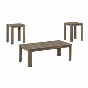 Homeroots.co 366077 Dark Taupe Table Set - 3pieces Set