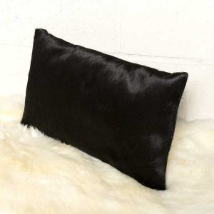 Homeroots.co 293201 12 X 20 X 5 Black Cowhide - Pillow