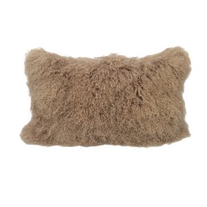 Homeroots.co 334362 17 Beige Tibetan Lamb Fur Pillow With Microsuede B