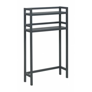 Homeroots.co 380016 48 Graphite Finish 2 Tier Solid Wood Over Toilet O