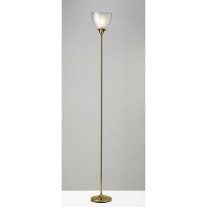 Homeroots.co 372607 Shiny Gold Finish Metal Torchiere Floor Lamp With 