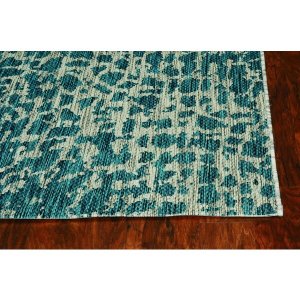 Homeroots.co 375198 3'x4' Teal Machine Woven Uv Treated Animal Print I