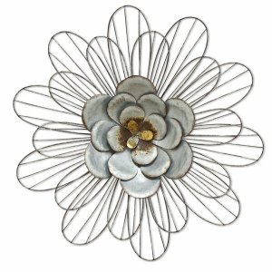 Homeroots.co 321105 Well-crafted Galvanized Daisy Metal Wall Decor