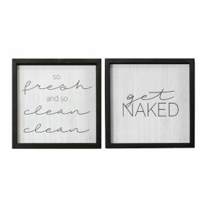 Homeroots.co 373201 Set Of 2 Get Naked  Black Wood Framed Wall Art