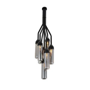 Homeroots.co 372250 10.5 X 10.5 X 48 Black Carbon Steel Pendant Lamp