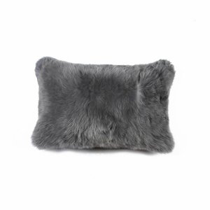 Homeroots.co 316890 12 X 20 X 5 Gray Sheepskin - Pillow