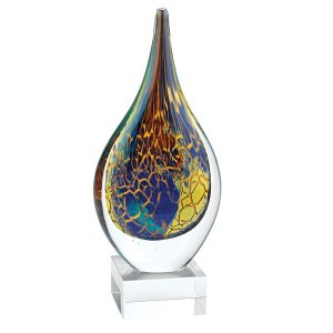 Homeroots.co 376082 11 Multicolor Art Glass Teardrop On Crystal Base