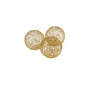 Homeroots.co 373740 3 X 3 X 3 Gold Iron Wire Spheres Box Of 3