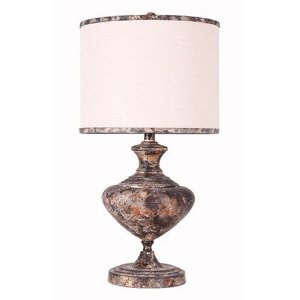 Homeroots.co 380116 Metal Finish Traditional Table Lamp With Ivory Fab