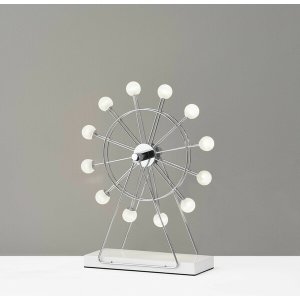 Homeroots.co 372848 Chrome Ferris Wheel Small Table Lamp