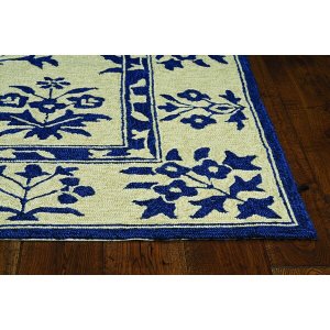 Homeroots.co 374707 2'x3' Sand Or Blue Polypropylene Accent Rug