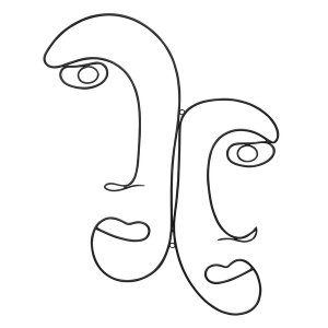 Homeroots.co 373408 Modern Metal Outline Faces Wall Decor