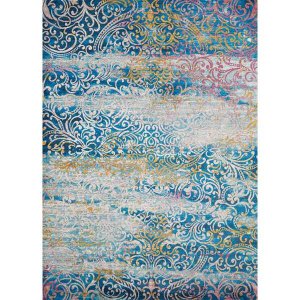 Homeroots.co 370872 22 X 36 Cyan Olefin  Polyester Accent Rug