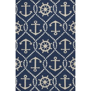 Homeroots.co 353302 2' X 3' Uv Treated Polypropylene Navy Accent Rug