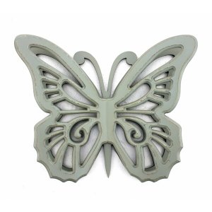 Homeroots.co 274490 18.5 X 23 X 4 Gray Rustic Butterfly Wooden  Wall D