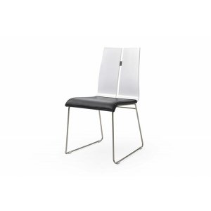 Homeroots.co 370646 White And Black Faux Leather Metal Dining Chair