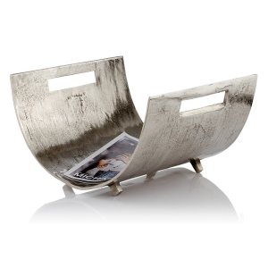 Homeroots.co 354612 16.5 X 17 X 10 Raw Silver Magazine Basket