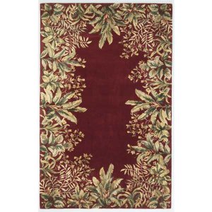 Homeroots.co 353563 2'x3' Wool Ruby Tropical Border Accent Rug