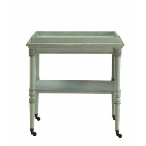 Homeroots.co 286342 30 X 18 X 32 Antique Green Mdf Tray Table