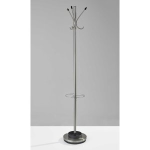 Homeroots.co 372949 13 X 68 Brushed Steel Brushed Steel Stand  Coat Ra