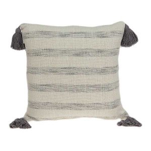 Homeroots.co 334166 18 X 7 X 18 Beige Printed Striped Tassel Pillow Co