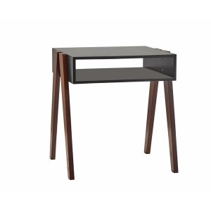 Homeroots.co 372972 Modern Retro Black And Walnut Finish End Side Tabl