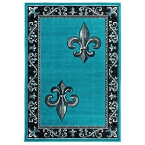 Homeroots.co 367423 22 X 32 Turquoise Olefin  Polypropylene Accent Rug