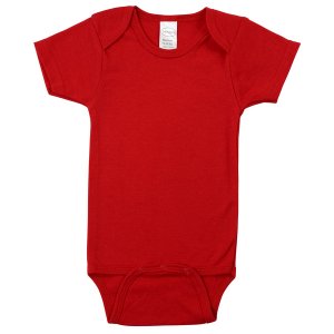 Bambini 0010B.RED.L Red Interlock Short Sleeve Bodysuit Onezies