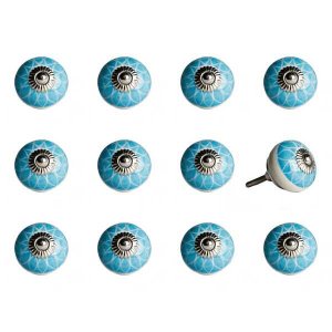 Homeroots.co 358126 1.5 X 1.5 X 1.5 Ceramicmetal Aqua  White 12 Pack K