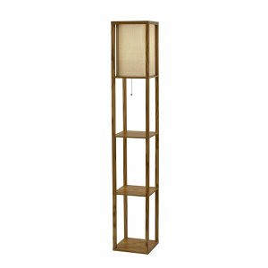 Homeroots.co 372525 Floor Lamp With Natural Wood Finish Storage Shelve