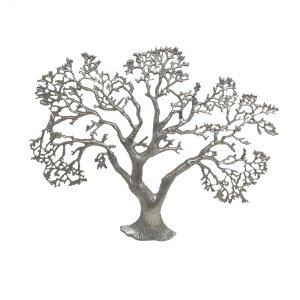 Homeroots.co 354697 1 X 27.5 X 22 Rough Silver Tree Wall Sculpture