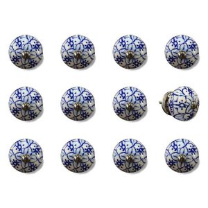 Homeroots.co 321684 1.5 X 1.5 X 1.5 White, Blue And Silver- Knobs 12-p